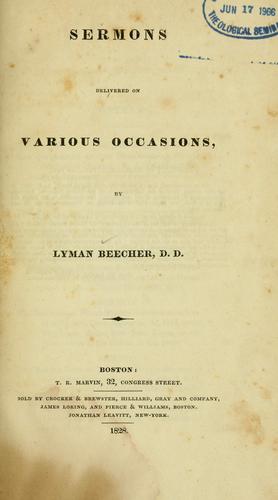 Cover for Sermons delivered on various occasions