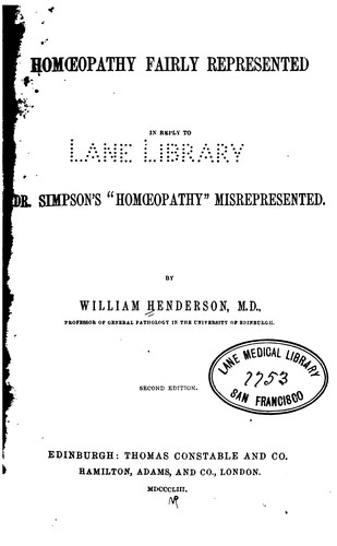 Cover for Homœopathy fairly represented