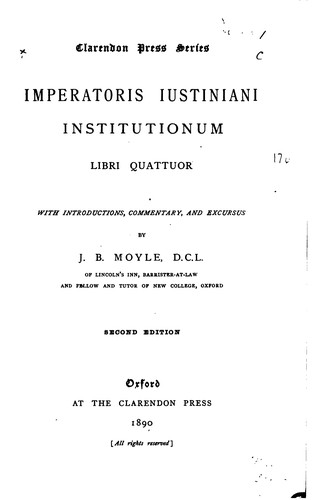 Cover for Imperatoris Iustiniani Institutionum libri quattuor: with introductions ...