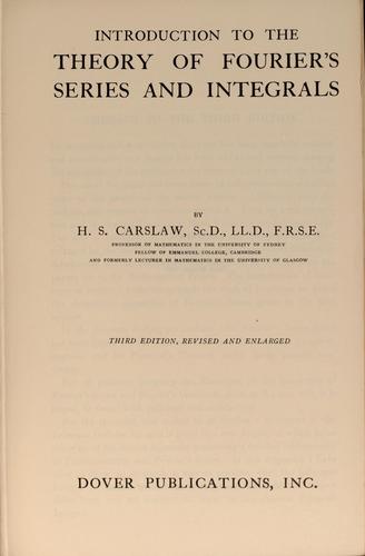 Cover for Introduction to the theory of Fourier's series and integrals