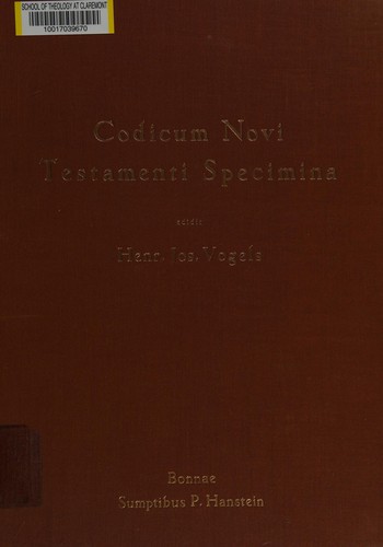 Cover for Codicum Novi Testamenti specimina