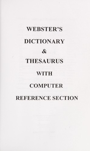 Cover for Websters Dictionary and Thesaurus With Computer