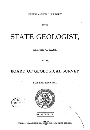 Cover for Report of the State Board of Geological Survey for the Year ...
