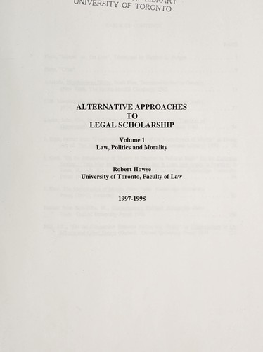 Cover for Alternative approaches to legal scholarship