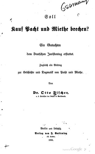 Cover for Soll kauf pacht und miethe brechen?