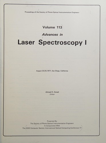 Cover for Advances in laser spectroscopy I, August 23-24, 1977, San Diego, California