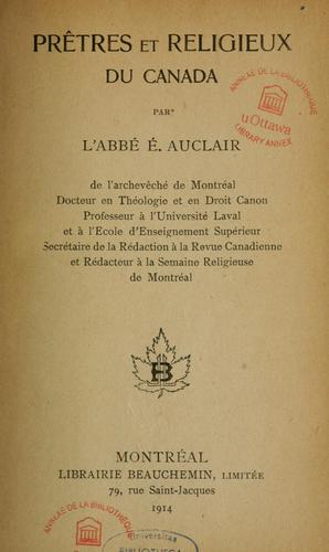 Cover for Prêtres et religieux du Canada