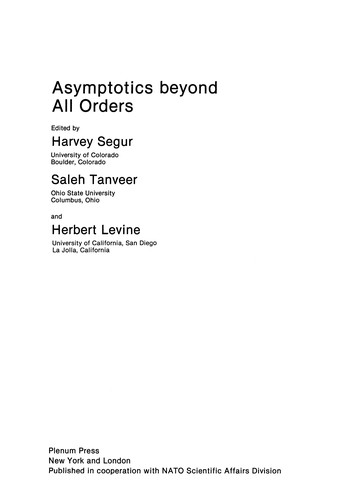 Cover for Asymptotics beyond All Orders