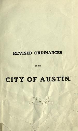 Cover for Revised ordinances of the city of Austin.
