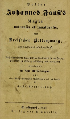 Cover for Doktor Johannes Faust's Magia naturalis et innaturalis