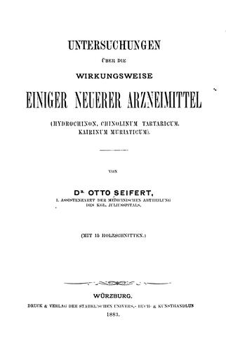Cover for Untersuchungen ueber die Wirkungsweise einiger neuerer Arzneimittel