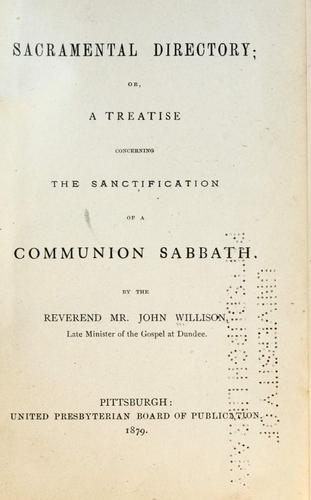 Cover for sacramental directory, or, A treatise concerning the sanctification of a communion sabbath