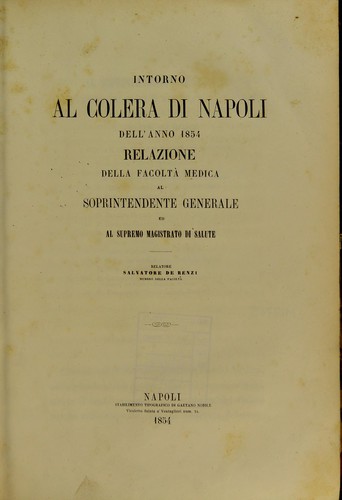 Cover for Intorno al colera di Napoli dell'anno 1854