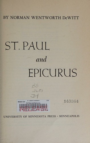 Cover for St. Paul and Epicurus