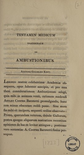 Cover for Tentamen medica inauguralis de ambustionibus