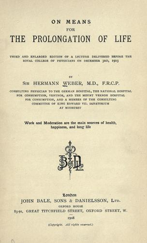 Cover for On means for the prolongation of life.