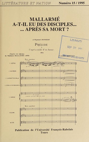 Cover for Mallarmé a-t-il eu des disciples ...après sa mort?