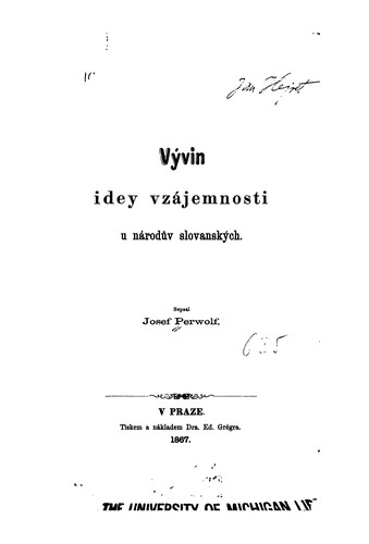 Cover for Vývin idey vzájemnosti u národův slovanských