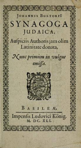Cover for Johannis BuxtorfI Synagoga Judaica