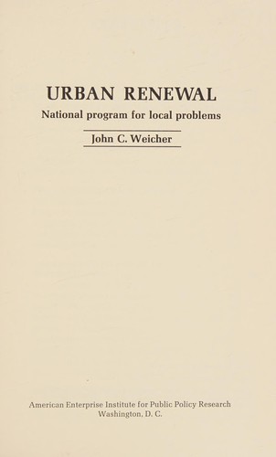 Cover for Urban renewal: national program for local problems