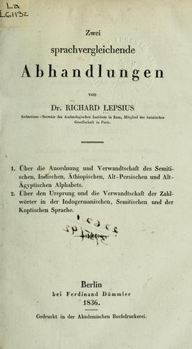 Cover for Zwei sprachvergleichende Abhandlungen