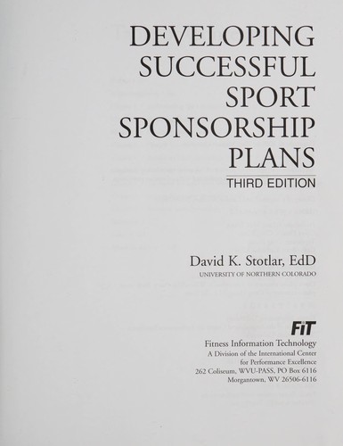 Cover for Developing successful sport sponsorship plans