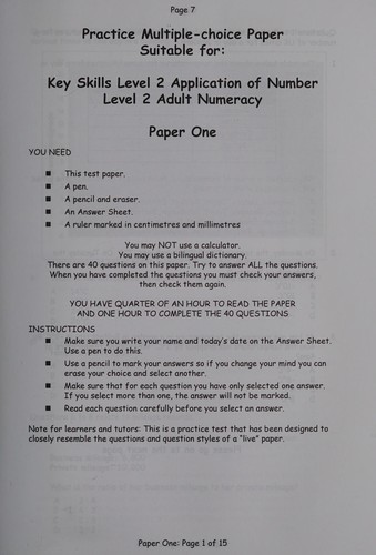 Cover for Practice multiple-choice papers suitable for
