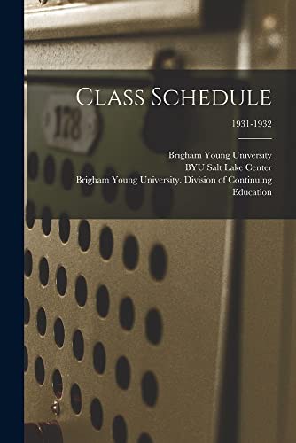Cover for Class Schedule; 1931-1932