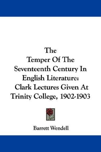 Cover for The Temper Of The Seventeenth Century In English Literature