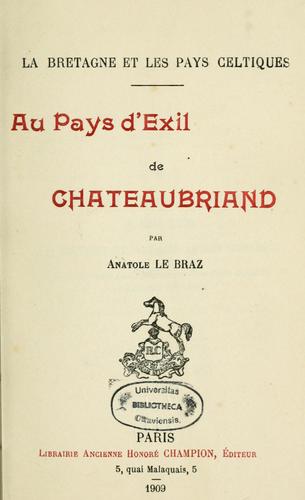 Cover for Au pays d'exil de Chateaubriand