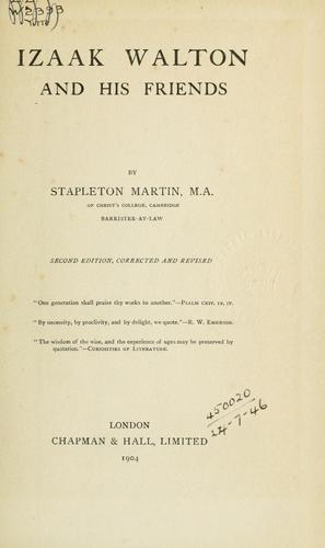 Cover for Izaak Walton and his friends.
