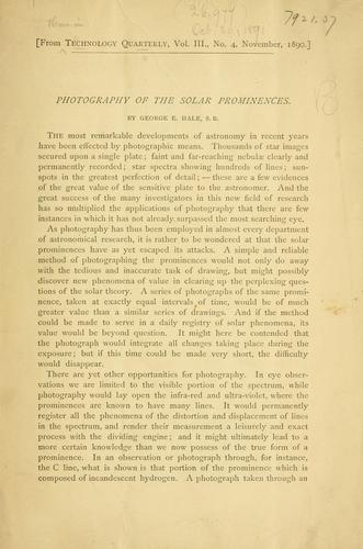 Cover for Photography of the solar prominences.
