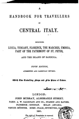 Cover for Handbook for travellers in central Italy [by O. Blewitt].