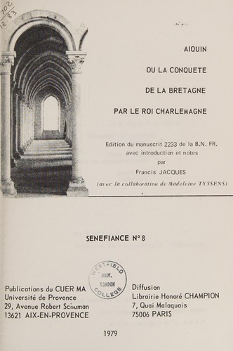 Cover for AIQUIN OU LA CONQUETE DE LA BRETAGNE (SENEFIANCE)