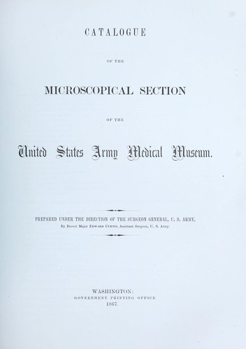 Cover for Catalogue of the microscopical section of the United States Army Medical Museum