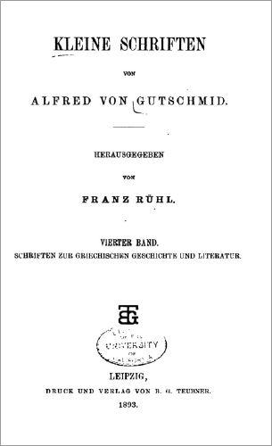 Cover for Kleine Schriften von Alfred von Gutschmid.