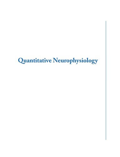 Cover for Quantitative neurophysiology
