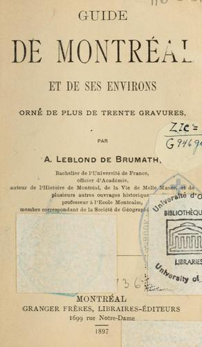Cover for Guide de Montréal et de ses environs