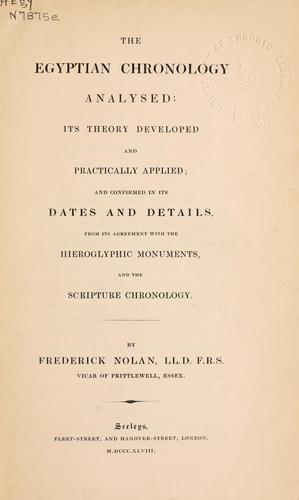 Cover for Egyptian Chronology analysed