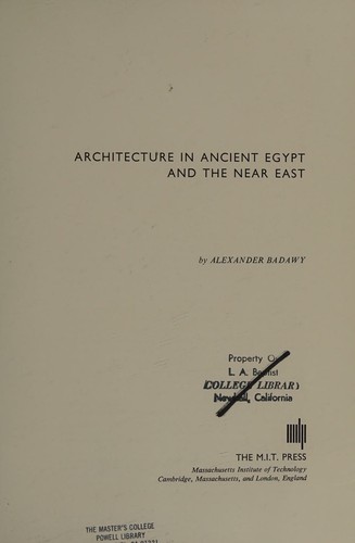 Cover for Architecture in Ancient Egypt and the Near East