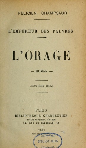 Cover for L'Orage