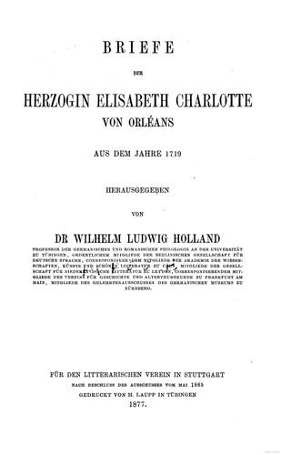 Cover for Briefe der Herzogin Elisabeth Charlotte von Orléans.