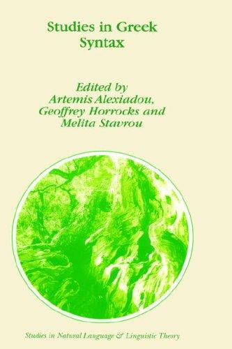 Cover for Studies in Greek Syntax (Studies in Natural Language and Linguistic Theory)