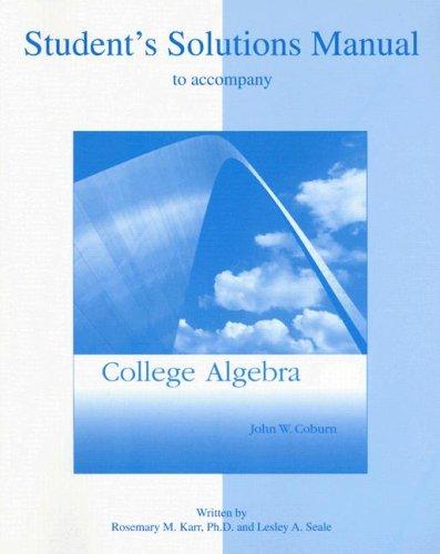 Cover for Student Solutions Manual to accompany College Algebra