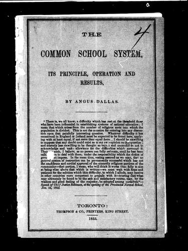 Cover for The common school system