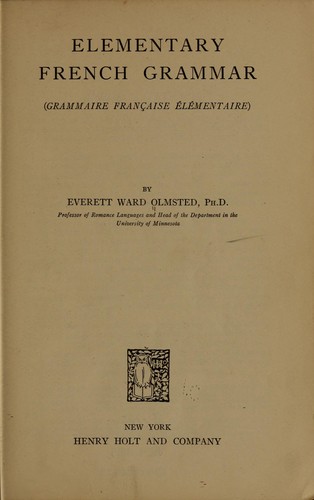 Cover for Elementary French grammar