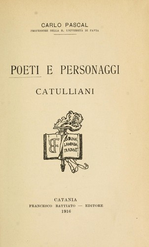 Cover for Poeti e personaggi Catulliani