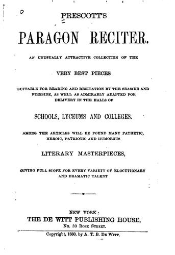 Cover for Prescott's paragon reciter.