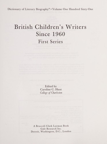 Cover for British children's writers since 1960.