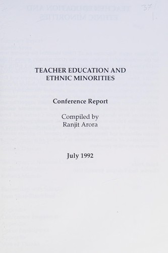 Cover for Teacher education and ethnic minorities